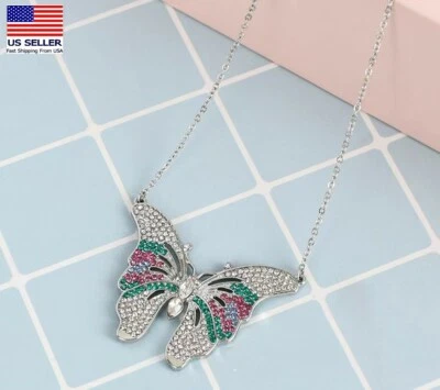 Moda Mujeres Joyería Collar Colorido Cristal Completo Mariposa Colgante 1142 Foto 1 de 2