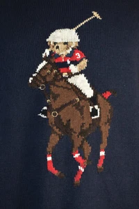 Neu mit Etikett Polo Ralph Lauren Gr. 2XB Big & Tall marineblau Bär Jockey Pferd Pullover Reitsport - Bild 1 von 17