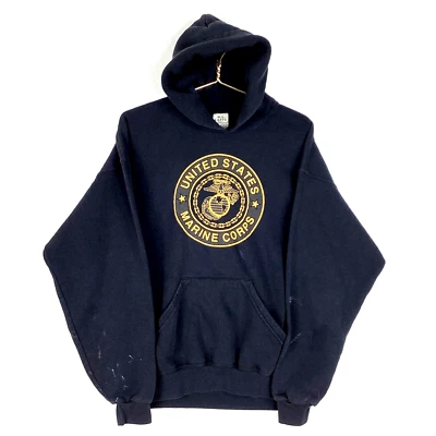 Sudadera con Capucha Vintage Cuerpo de Marines de los Estados Unidos Talla Grande Negro Soffe Foto 1 de 4