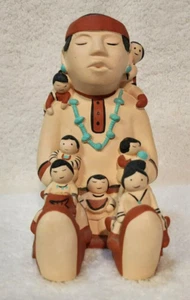 Vintage 1986 Cleo Teissedre Native American Storyteller Clay Figurine 6" Tall - Imagen 1 de 10