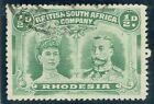 1910 Rhodesia Double Head 1/2d Perf 14 BULAWAYO CDS Wedge Flaw Repaired VFU