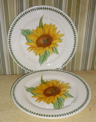 2 PORTMEIRION Botanic Garden ' Sunflower '  MELAMINE Dinner Plates BPA Free 11 " - Image 1 of 4