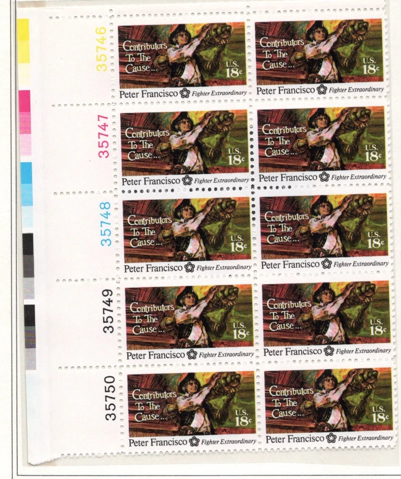 SC# 1562, 1975--18c Peter Francisco, Bicentennial Issue, PB of 10, M/NH - Image 1 of 1