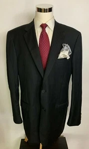 Tuta uomo Joseph Abboud etichetta recente gessato nero 2 bottoni lana 43X 36x32 - Foto 1 di 12