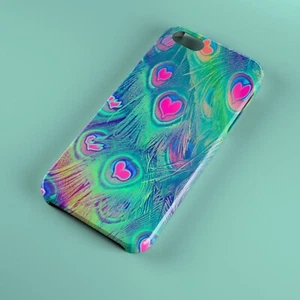 Peacock Feathers Pattern Fully wrapped Phone Case cover for iPhone 5 6 7 8 X - Picture 1 of 2