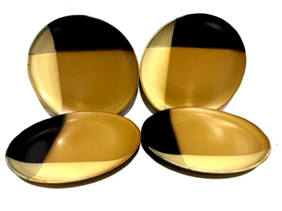 Sango 5022 Gold Dust Black Set Of 4 Dinner Plates 10 3/4" - Image 1 of 2