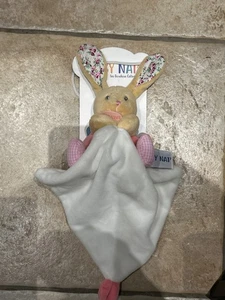 doudou peluche pantin lapin rabbit bunny rose poupi baby'nat babynat Mouchoir - Picture 1 of 4