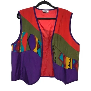 Vintage Kandins One Size Colorful Abstract Art to Wear Vest - Picture 1 of 7