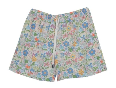 $240 Fedeli White Floral Swim Shorts - X Large - (FD528255) - Image 1 of 4