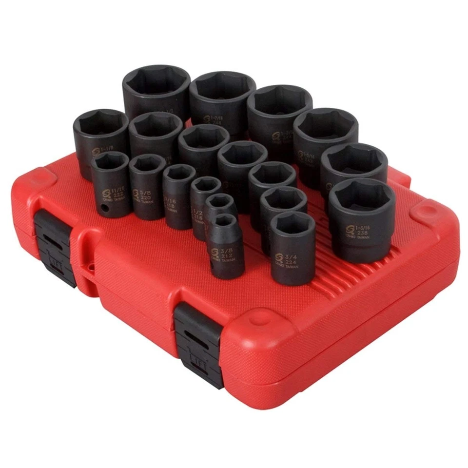 2640, 1/2 Inch Drive Impact Socket Set, 19-Piece, SAE, 3/8 Inch – 1-1/2 Inch,... - Image 1 of 1