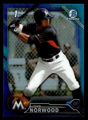 2016 Bowman Chrome John Norwood 1st Blue Refractor #d /150! Miami Marlins - Image 1 of 2