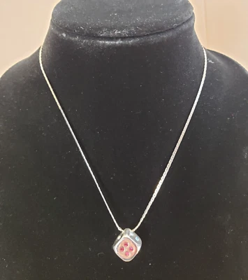 Collar colgante de dados vintage de plata esterlina rosa azul circonita cúbica transparente Foto 1 de 4