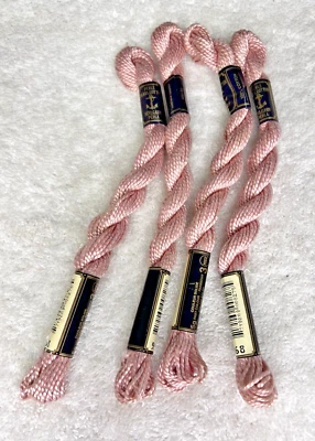 4 MINT Anchor Perle Pearl Cotton #968 Dusty Pink Embroidery Floss Vintage Skein - Image 1 of 3