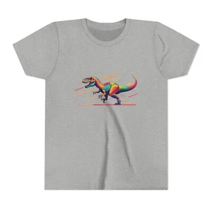 Colorful Dinosaur Youth Tee, Cute Kids Shirt, Fun Gift for Boys, Animal Tee, - Picture 1 of 45
