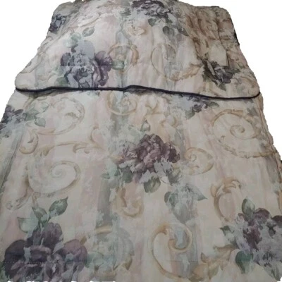 Croscill 2 Tapestry Pillow Shams Cottage Granny Bed Quilted Cream Floral 26/20  - Image 1 of 4
