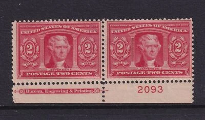 1904 Sc 324 Louisiana Purchase 2c MHRs full OG plate number & imprint pair (ZG - Image 1 of 2