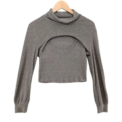 Suéter Lush Recorte Mujer Gris Tejido Manga Larga Pullover Talla M Foto 1 de 4