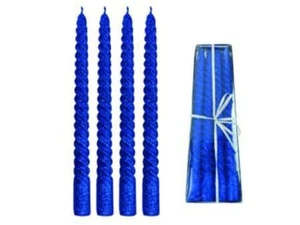 CANDELA DI CERA A TORTIGLIONE BLU - ø mm.21x250h - PZ 4 - FER 162876 - Foto 1 di 5