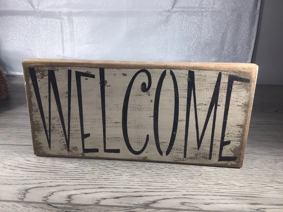 Rustic Welcome Sign (Measures 11.75” Long X 5.5” Wide X .75” Depth) - Image 1 of 2