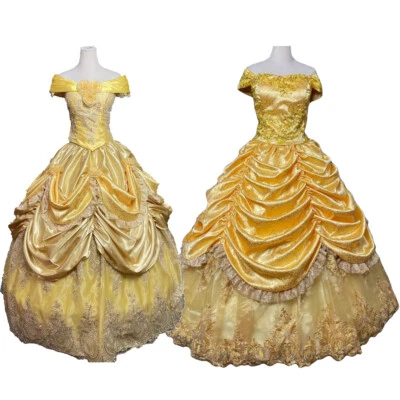 La Bella y la Bestia Bella Vestido Cosplay Princesa Fiesta Disfraz Amarillo Foto 1 de 4