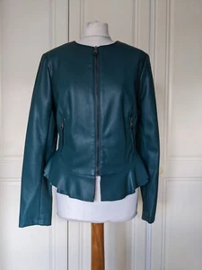 Marc New York Andrew Marc Jacke M türkis Kunstleder Schößchen Reißverschluss neu ohne Etikett elegant - Bild 1 von 11