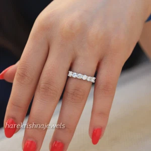 Lab Created 1,81 kt Rundschliff Diamant Damen Ehering Ring 14 K Weißgold FN - Bild 1 von 5