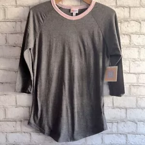 Neu mit Etikett einfarbig grau 3/4 Ärmel Baseball T-Shirt Größe Small Randy Lularoe - Bild 1 von 7
