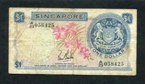 Singapore One Dollar c 1967 - 1972 Banknote Orchid World Paper Money - Picture 1 of 2