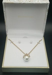JUEGO DE COLLAR Y PERLA DE IMITACIÓN DE TONO DORADO CHARTER CLUB NUEVO EN CAJA - JLY23 - Imagen 1 de 12