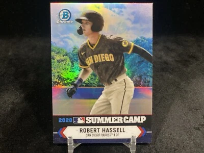 ROBERT HASSELL 2021 BOWMAN CHROME #SC-9 2020 SUMMER CAMP REFRACTOR INSERT PADRES - Image 1 of 2
