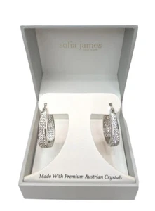 SOPHIA JAMES AUSTRALIAN CRYSTAL RHINESTONES SPARKLY HOOP HOOPS MISMATCH EARRINGS - Picture 1 of 6