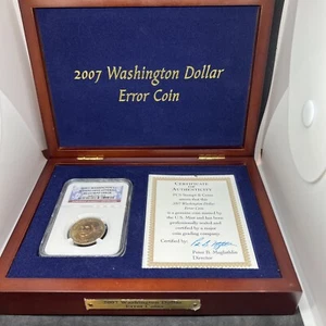 2007 George Washington Presidential $1 NGC MS 64 Mint Error Missing Edge Letter - Picture 1 of 4