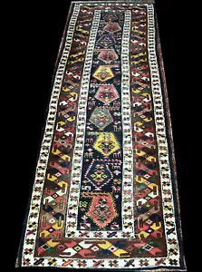 Asombrosa alfombra antigua Shahsavan Runner de 3' x 12' 2a a ninguna - Imagen 1 de 8