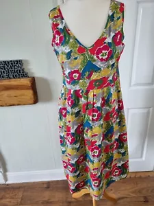 Seasalt Cornwall Lyonesse Sleeveless Floral Dress Uk14 100% Cotton V-neckline - Picture 1 of 9
