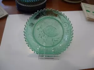 Vintage Thorton Burgess Cup Plate Series Spotty The Turtle Lt. Green Glass Plate - Picture 1 of 3