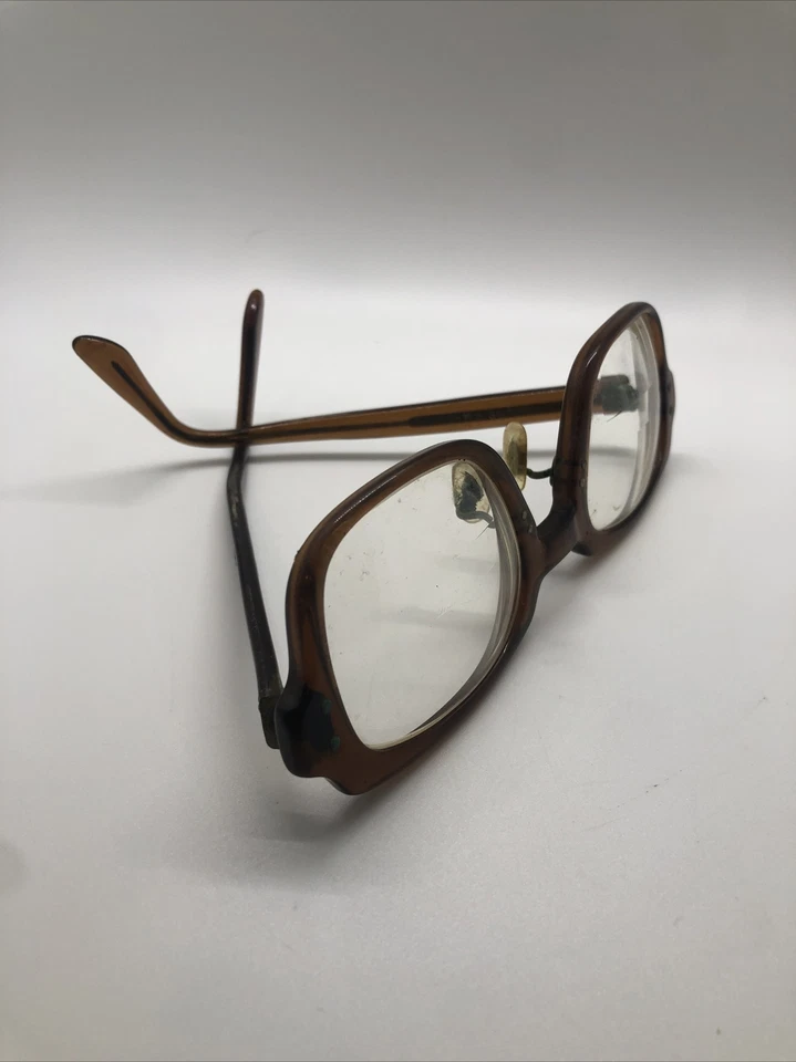DE COLECCIÓN 60’S HOMBRES’S EE. UU. Ejército MARCOS CONCHA DE TORTUGA Militar Grueso Cuadrado Nerd Gafas Foto 1 de 4