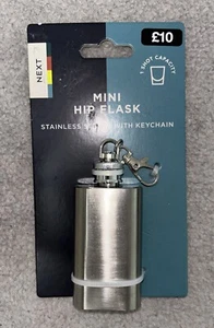 BNWT NEXT STAINLESS STEEL MINI HIP FLASK KEYCHAIN RRP £10 SOLD OUT - Picture 1 of 2