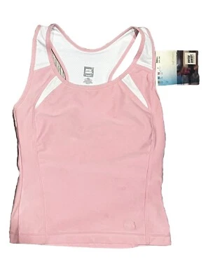 Camiseta sin mangas Moving Comfort color rosa y blanco. Talla pequeña 32BC-34B Foto 1 de 3
