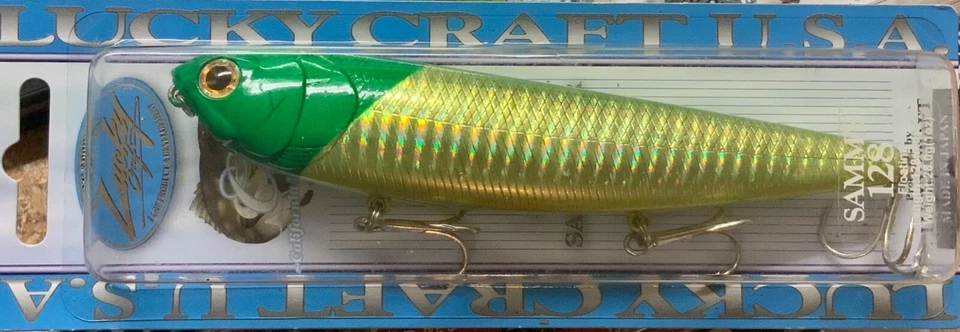 "Señuelo Lucky Craft SW Sammy 128 - 5"" para caminar 1 oz Topwater - Green Head Chartreuse" Foto 1 de 4