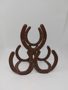 Hufeisen 3 Flaschen Weinhalter Regal Handarbeit Eisen 8 Hufeisen  - Bild 1 von 7