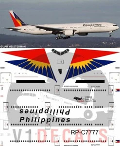 V1 Decals Boeing 777-300 Philippines Airlines (PAL) for 1/144 Revell Model Kit - Picture 1 of 8