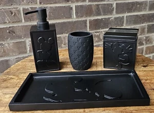 Juego de baño dispensador de jabón negro mate Disney Mickey Mouse soporte cepillo de dientes - Imagen 1 de 4