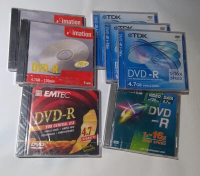 lot 7x TDK Imation Emtec Fujifilm DVD-R Blank Discs 4.7GB 1-16x NEW SEALED READ! - Image 1 of 3