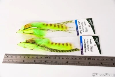 Lote de 2 señuelos de pesca con mosca Rainys Chartreuse Joom Deep Diver RH18 Foto 1 de 2