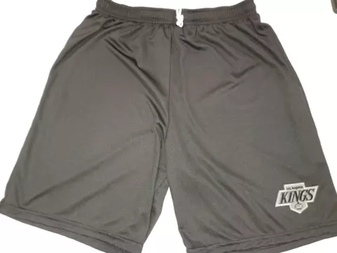 0724-2 Mens LOS ANGELES KINGS Throwback Vintage SHORTS Embroidered BLACK New Cover