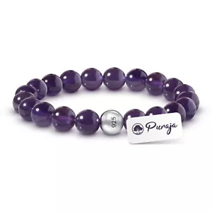 PURAJA Edelstein Armband aus echtem Naturstein: Amethyst | Mit 925 Silberperle - Bild 1 von 7