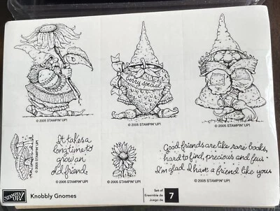 Stampin Up Knobbly Gnomos NUEVO Juego de Sellos de Goma Flor Fruta Hongo 2005 Foto 1 de 4