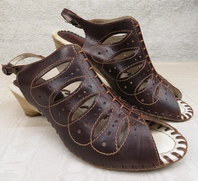 Pikolinos Sandalias 40 Marrón Cuero Recortado Eslinga Mujer 10 Boho Puntera Abierta  Foto 1 de 4