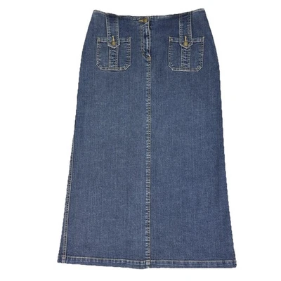 Maxi Falda De Colección Y2k Desteñida Gloria Elastizada Denim 12 Bolsillos Retro y Abertura Trasera Boho Foto 1 de 4