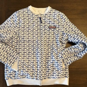 Vineyard Vines Reversible Fleece - Whale & Sherpa Fuzzy Full Zip Jacket - L(14) - Picture 1 of 18